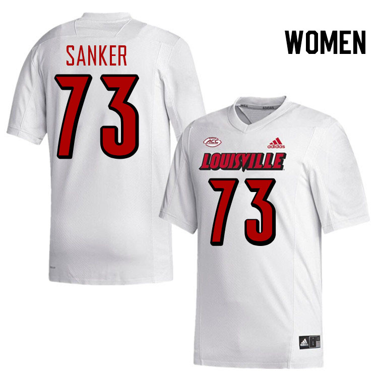 Women #73 Madden Sanker Louisville Cardinals College Football Jerseys Stitched-White